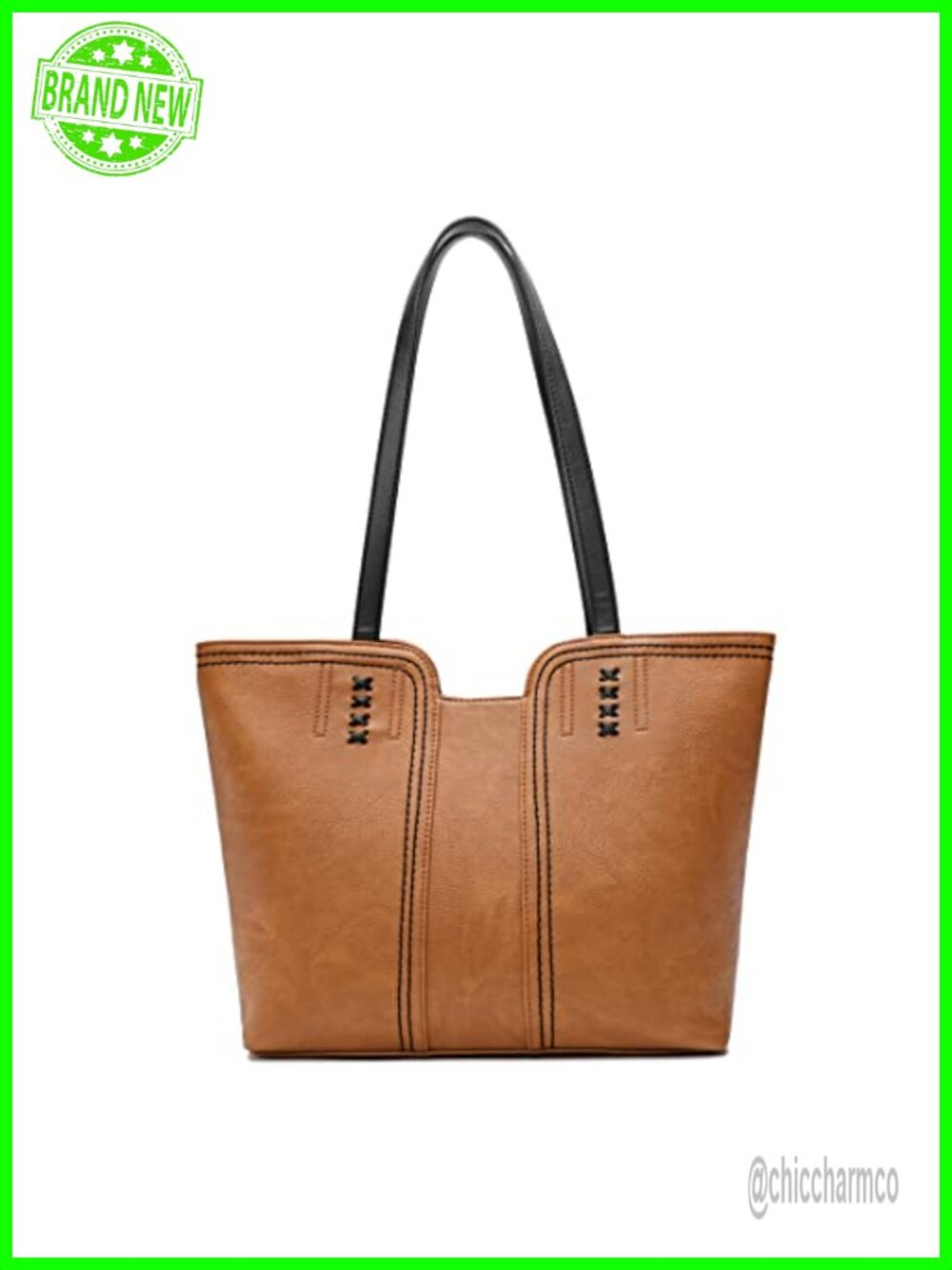Vegan Leather Tote Bag Satchel Purse Top Handle Braided Detail